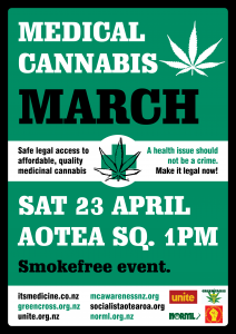 Poster for The Medical March - Saturday 23rd April 2016 in Aotea Square, Auckland, New Zealand.