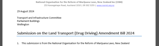 NORML’s <strong>Submission on the Land Transport (Drug Driving) Amendment Bill 2024</strong>